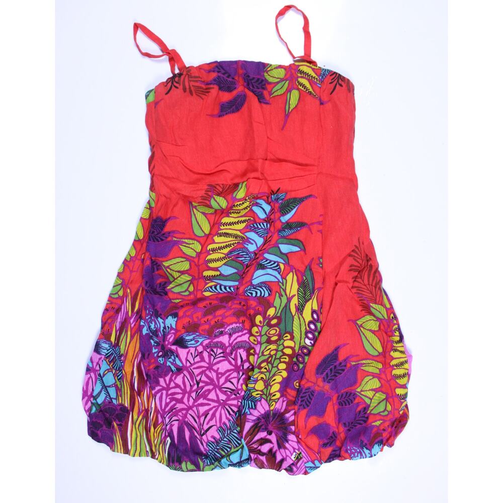 Nanette Lepore Tropical heat dress size 4 lined tube spaghetti strap red floral - Picture 2 of 6